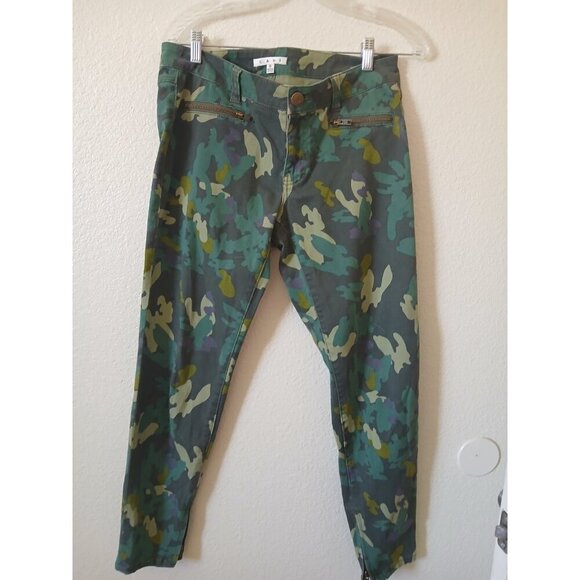 Cabi Womens Jeans Clover Camo Skinny Denim Green Mid Rise Ankle Zipper Size 6 - Picture 1 of 16
